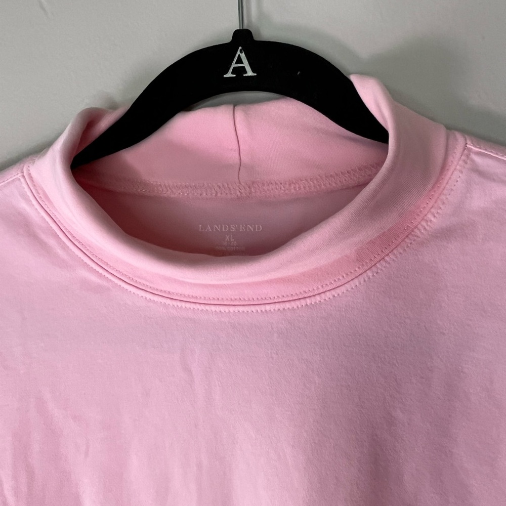 Lands’ End Pink Mock Neck Long Sleeve Shirt 100% Cotton Women’s Size XL - Picture 5 of 5
